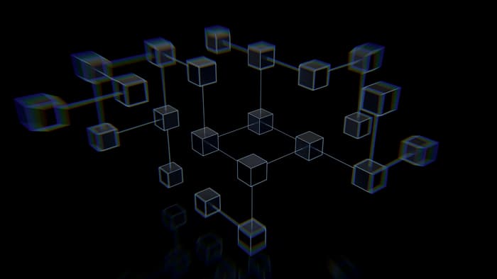 An abstract lattice of linked nodes on a dark field